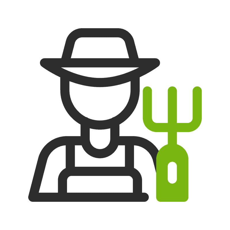 Skilled landscaper with tools and hat ready for garden design and lawn care.